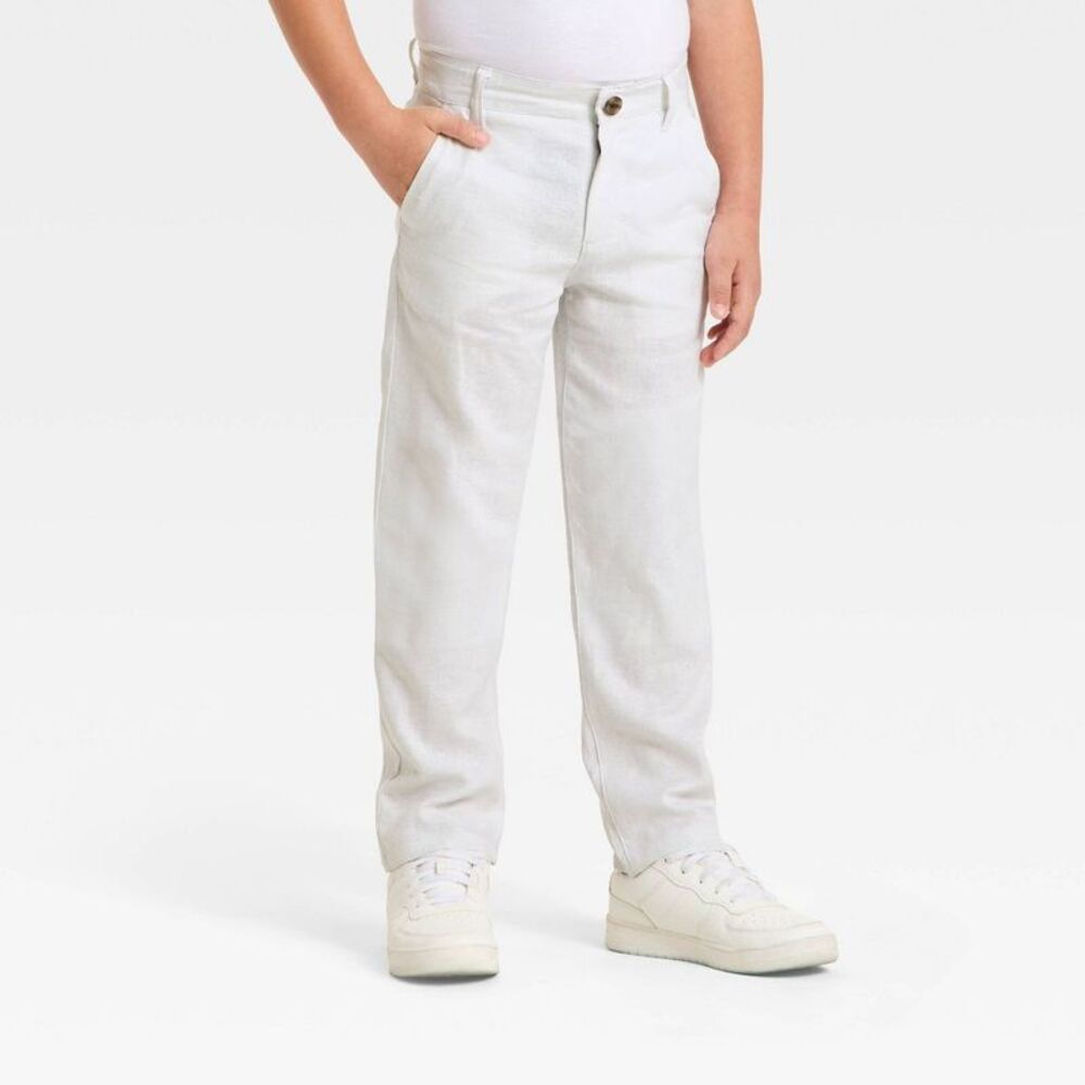 Boys' Linen Pants - Cat & Jack Light Gray 10